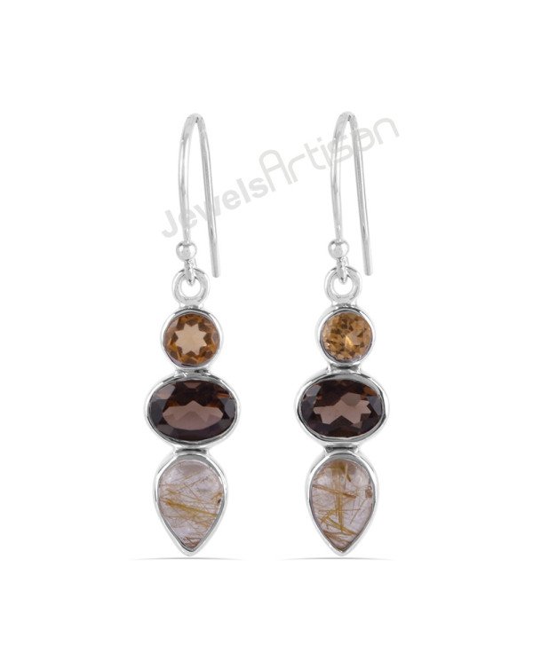 Rutilated Quartz Earring Smoky Quartz Earring Citrine Earring