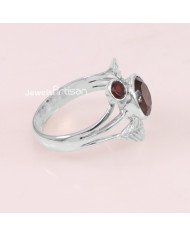 Smoky Quartz, Garnet 925 Sterling Silver Ring