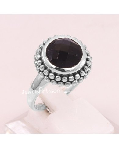 Black Onyx 925 Sterling Silver Classic Solitaire Ring