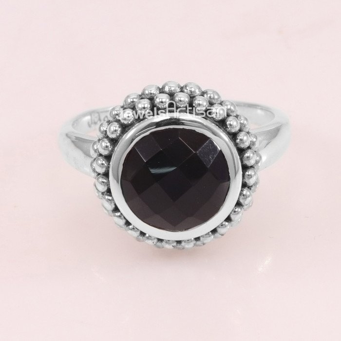 Black Onyx 925 Sterling Silver Classic Solitaire Ring