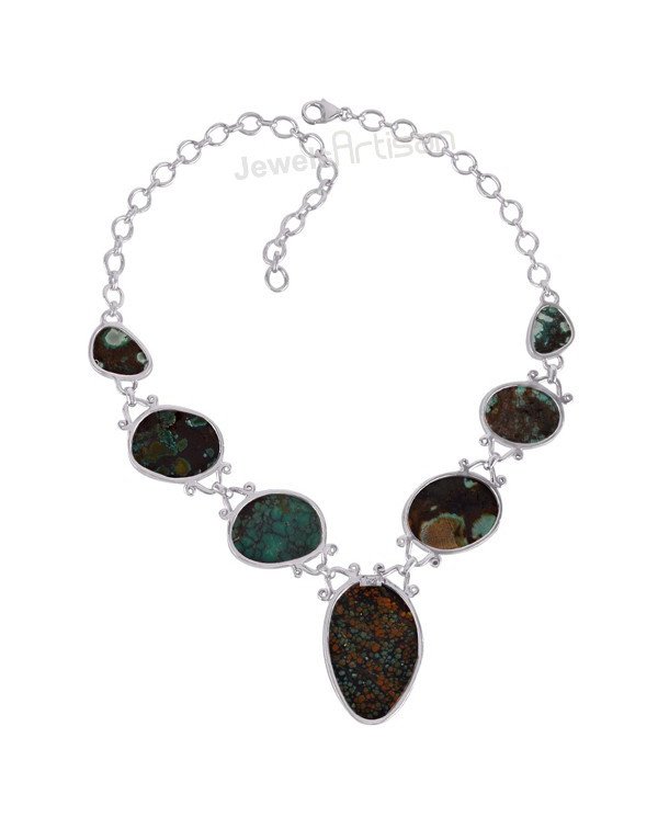 925 Sterling Silver Necklace Tibetan Turquoise Necklace Handmade Necklace