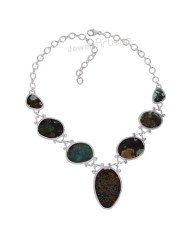 925 Sterling Silver Necklace Tibetan Turquoise Necklace Handmade Necklace