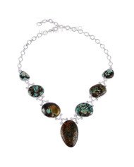 925 Sterling Silver Necklace Tibetan Turquoise Necklace Handmade Necklace