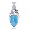 Sterling Silver Rainbow Moonstone Larimar Pendant