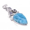 Sterling Silver Rainbow Moonstone Larimar Pendant