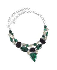 925 Sterling Silver Necklace Malachite Necklace Cluster Necklace