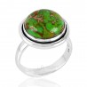 Green Copper Turquoise Gemstone Silver Ring Handcrafted Ring