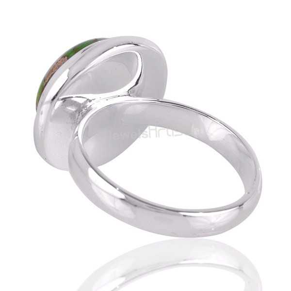 Green Copper Turquoise Gemstone Silver Ring Handcrafted Ring