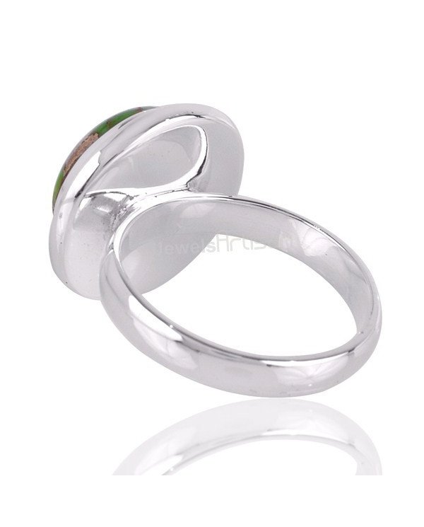 Green Copper Turquoise Gemstone Silver Ring Handcrafted Ring