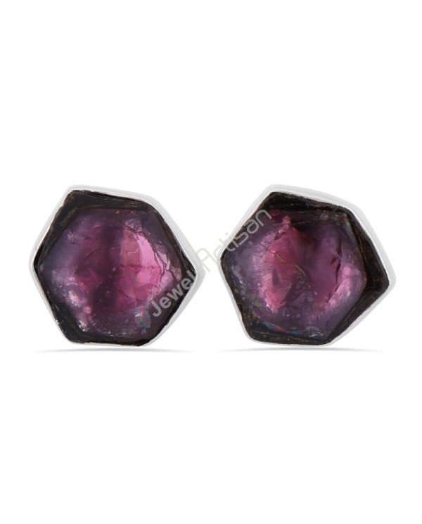 Sterling Silver Stud Tourmaline Gemstone Stud Handcrafted Silver Stud