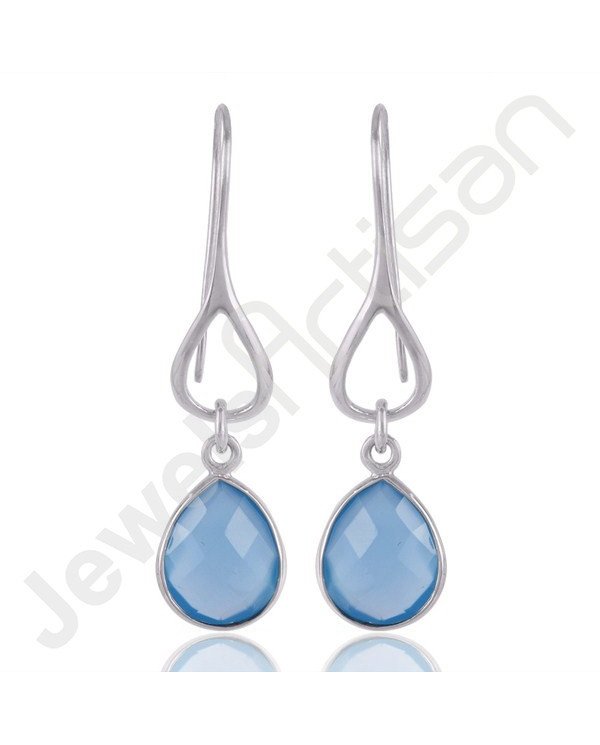 Blue Onyx Earrings 925 Sterling Silver Earrings Infinity Earrings