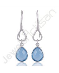 Blue Onyx Earrings 925 Sterling Silver Earrings Infinity Earrings