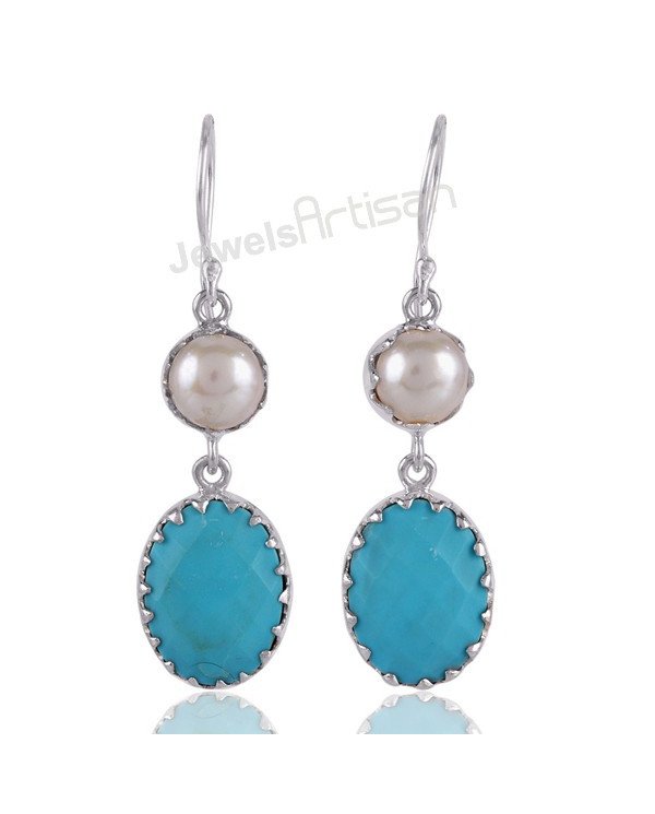 Arizona Turquoise Earrings 925 Sterling Silver Earrings Handcrafted Earrings