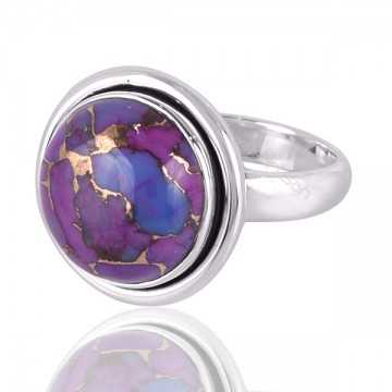 Purple Copper Turquoise December Birthstone Gemstone Silver Ring