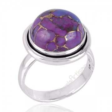Purple Copper Turquoise December Birthstone Gemstone Silver Ring