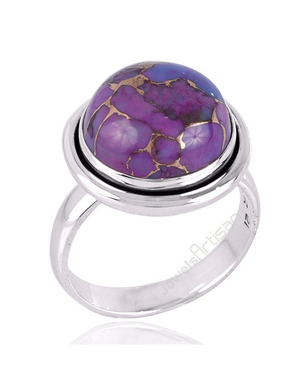 Purple Copper Turquoise December Birthstone Gemstone Silver Ring