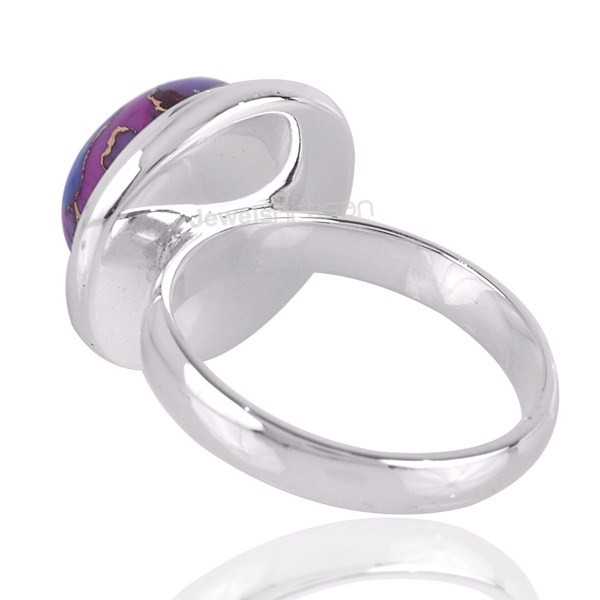 Purple Copper Turquoise December Birthstone Gemstone Silver Ring