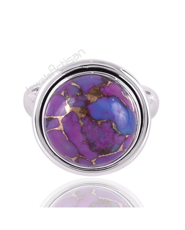 Purple Copper Turquoise December Birthstone Gemstone Silver Ring