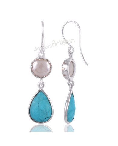 925 Sterling Silver Earrings Arizona Turquoise Earrings Handcrafted Earrings