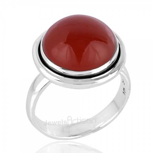 Red Onyx Gemstone Silver Ring Handcrafted Statement Ring