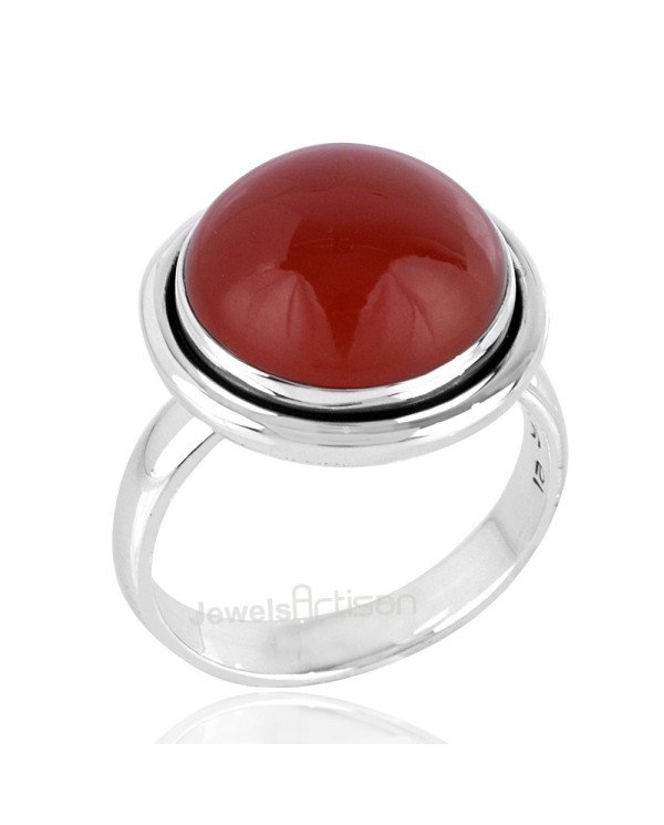Red Onyx Gemstone Silver Ring Handcrafted Statement Ring