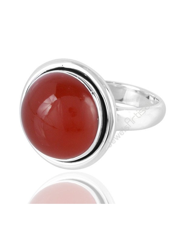 Red Onyx Gemstone Silver Ring Handcrafted Statement Ring