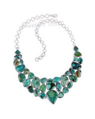 925 Sterling Silver Necklace Tibetan Turquoise Necklace Choker Necklace