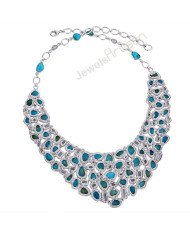 925 Sterling Silver Necklace Arizona Turquoise Necklace Sky Blue Topaz Necklace