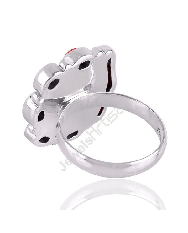 Tibetan Turquoise And Coral Gemstone Silver Statement Ring