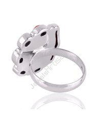 Tibetan Turquoise And Coral Gemstone Silver Statement Ring