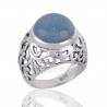 Aquamarine Handcrafted Gemstone Statement Silver Ring