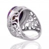 Purple Copper Turquoise Gemstone Statement Silver Men’s Ring