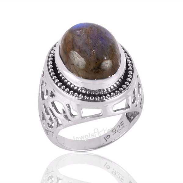 Labradorite Gemstone Silver Statement Ring For Men’s