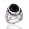 Black Onyx Handcrafted Gemstone Silver Statement Ring For Men’s