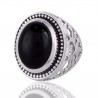 Black Onyx Handcrafted Gemstone Silver Statement Ring For Men’s