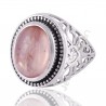 Rose Quartz Designer Gemstone Statement Silver Men’s Ring