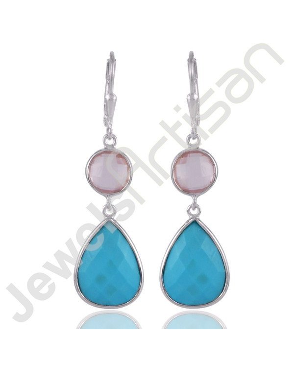 925 Silver Earrings Arizona Turquoise Earrings Handcrafted Earrings