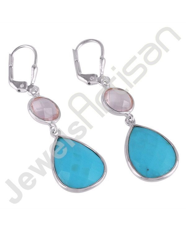 925 Silver Earrings Arizona Turquoise Earrings Handcrafted Earrings
