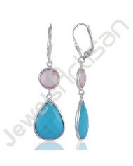 925 Silver Earrings Arizona Turquoise Earrings Handcrafted Earrings