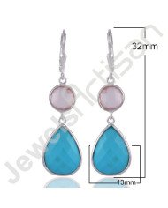 925 Silver Earrings Arizona Turquoise Earrings Handcrafted Earrings