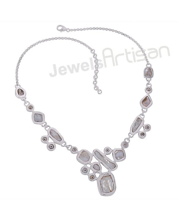 925 Sterling Silver Necklace Biwa Pearl Necklace Handmade Necklace