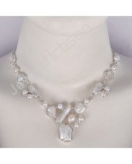 925 Sterling Silver Necklace Biwa Pearl Necklace Handmade Necklace