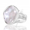 Fresh Water Natural Pearl Gemstone 925 Statement Silver Ring