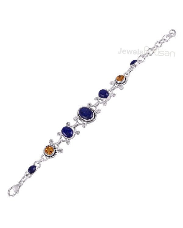 Natural Lapis Lazuli Bracelet 925 Sterling Silver Bracelet Handmade Bracelet