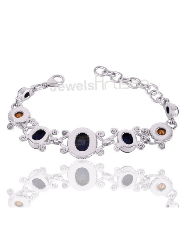 Natural Lapis Lazuli Bracelet 925 Sterling Silver Bracelet Handmade Bracelet