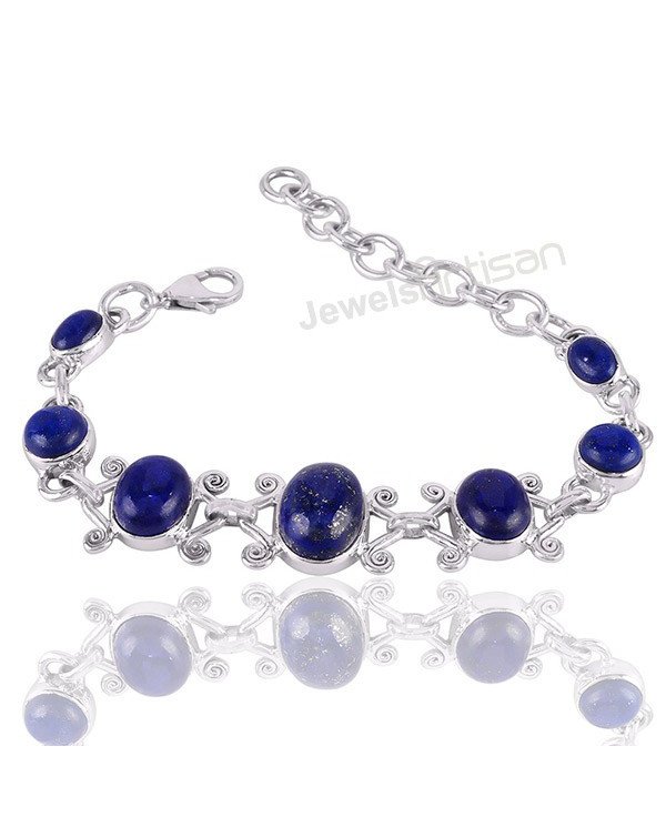 Lapis Lazuli Bracelet 925 Sterling Silver Bracelet Handmade Bracelet