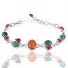 Arizona Turquoise Bracelet Coral Bracelet 925 Sterling Silver Bracelet