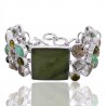 Nephrite Jade Bracelet Multi Gemstone Bracelet 925 Silver Bracelet