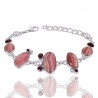 Pearl Bracelet Rhodochrosite Bracelet 925 Silver Bracelet