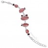 Pearl Bracelet Rhodochrosite Bracelet 925 Silver Bracelet